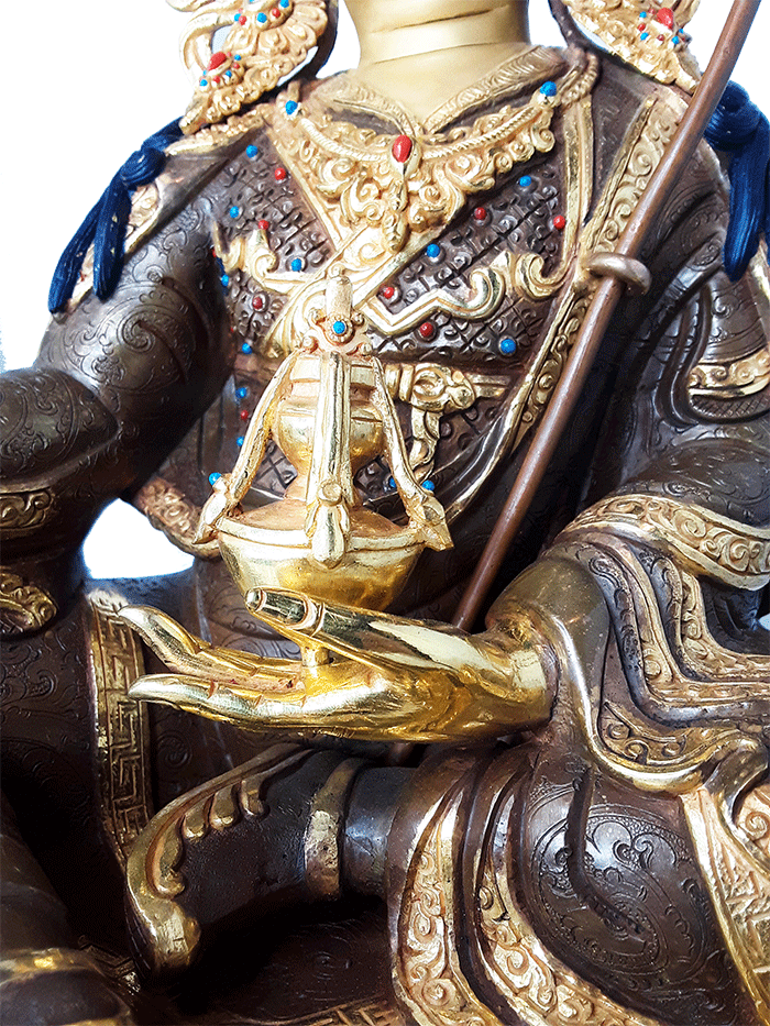 Guru Rinpoche Statue Gold Plated 15"