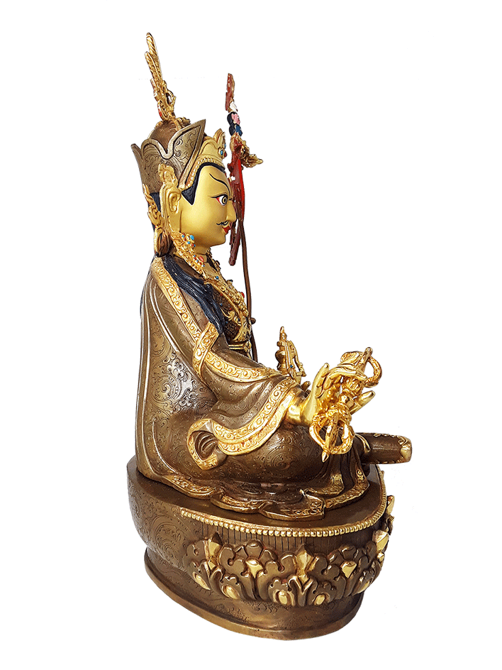 Guru Rinpoche Statue Gold Plated 15"