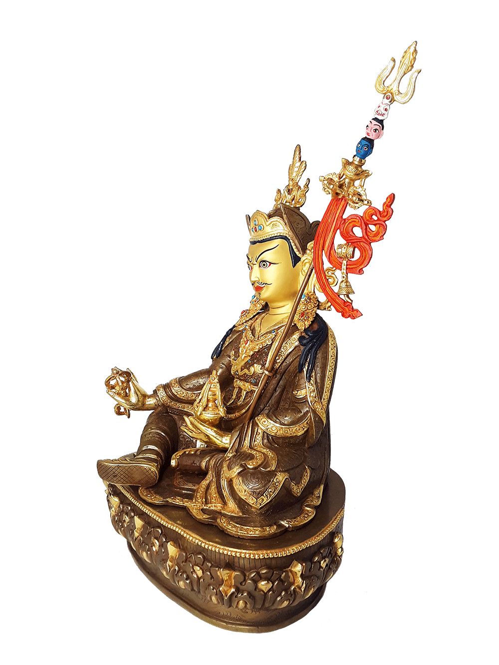 Guru Rinpoche Statue Gold Plated 15"