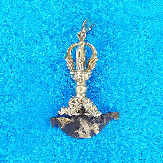 Brass Driguk Pendant with Meteorite Blade 2" by Natsog Dorje