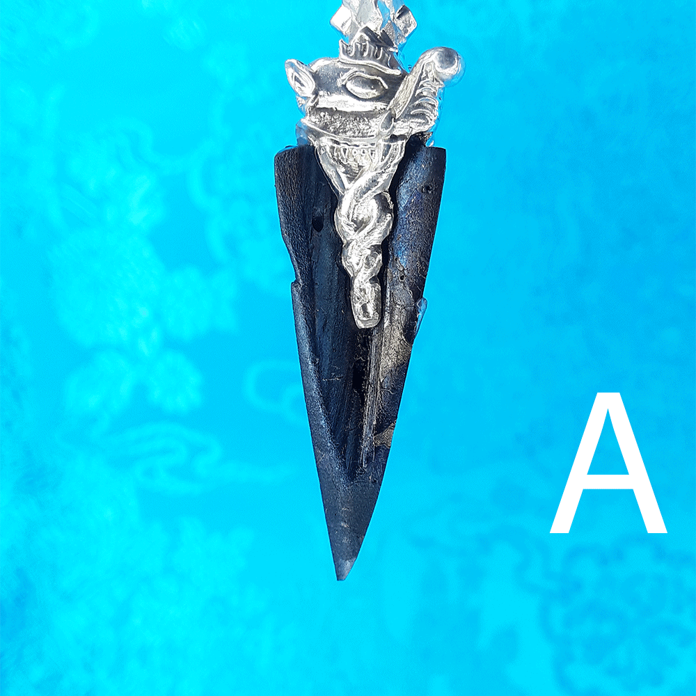 Meteorite & Silver Phurba Pendant 3.5" by Natsog Dorje
