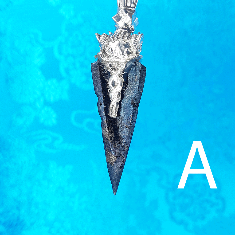 Meteorite & Silver Phurba Pendant 3.5" by Natsog Dorje