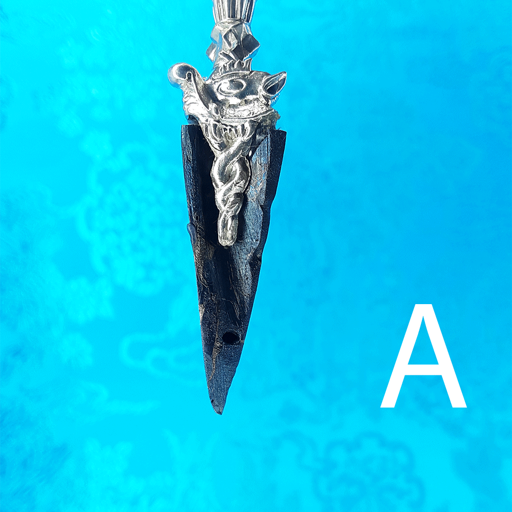 Meteorite & Silver Phurba Pendant 3.5" by Natsog Dorje