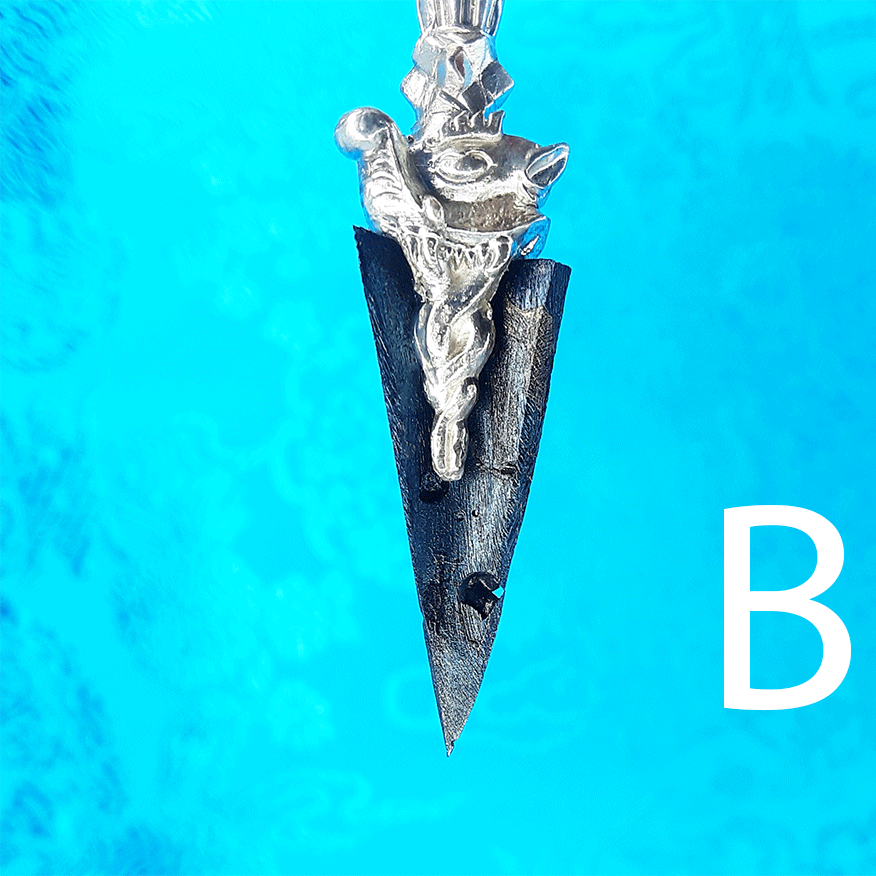 Meteorite & Silver Phurba Pendant 3.5" by Natsog Dorje