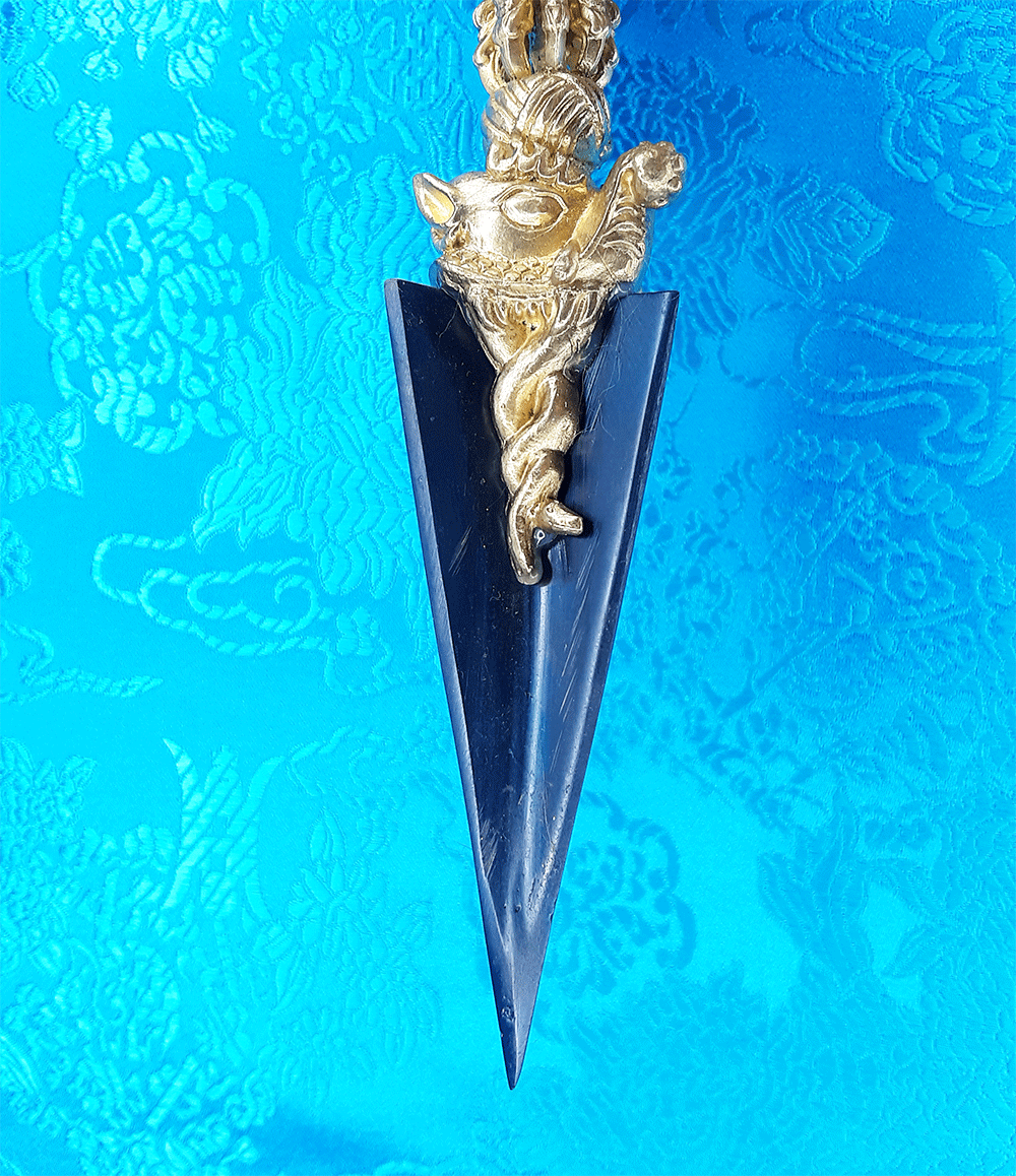 3 Horsehead Hayagriva Phurba with Steel-Meteorite Blade 7" by Natsog Dorje