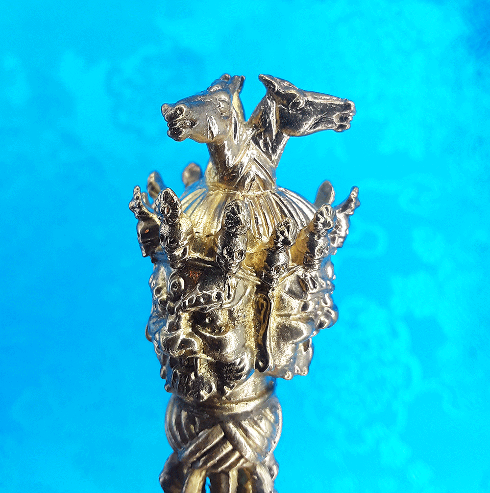 3 Horsehead Hayagriva Phurba with Steel-Meteorite Blade 7" by Natsog Dorje