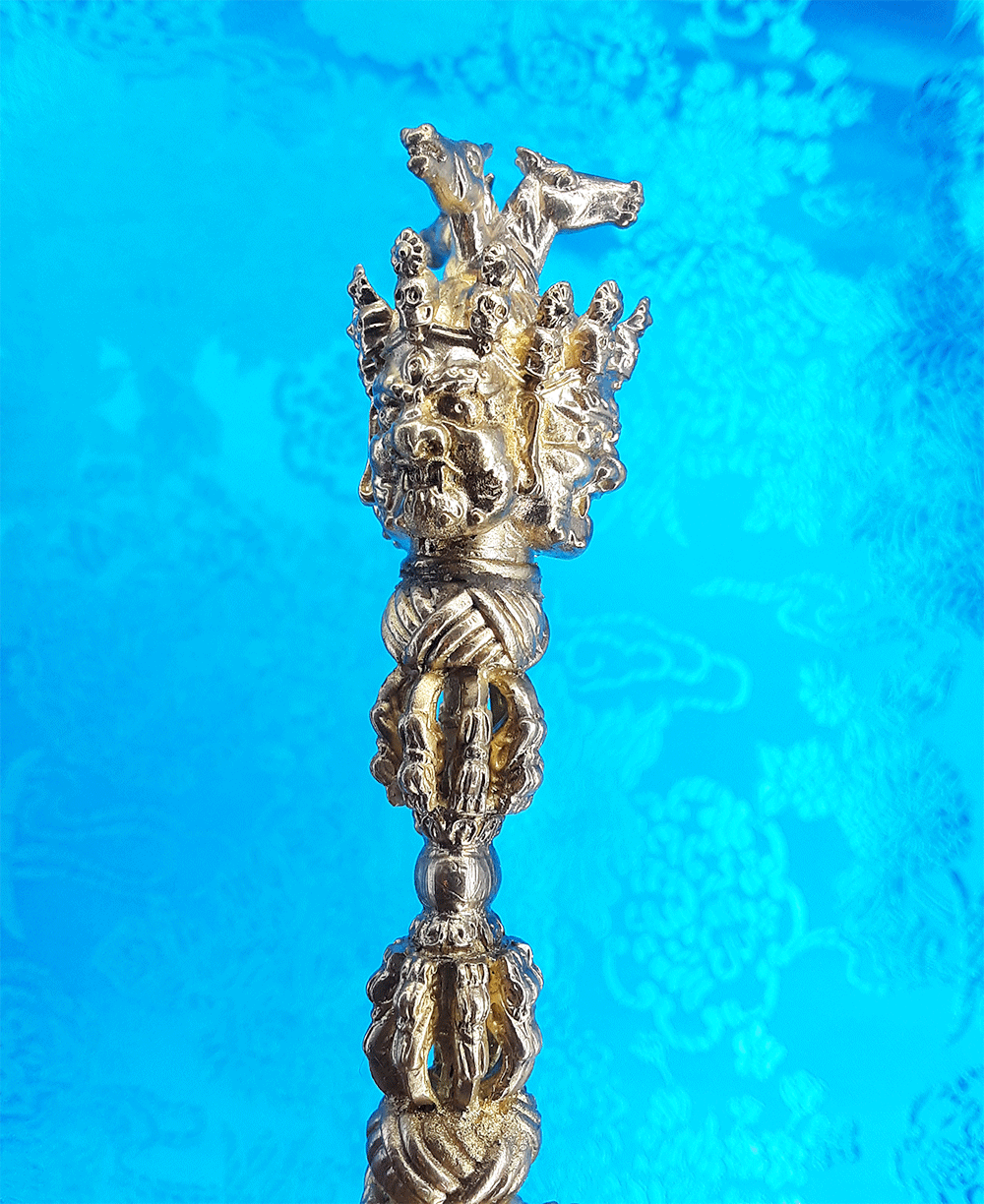 3 Horsehead Hayagriva Phurba with Steel-Meteorite Blade 7" by Natsog Dorje