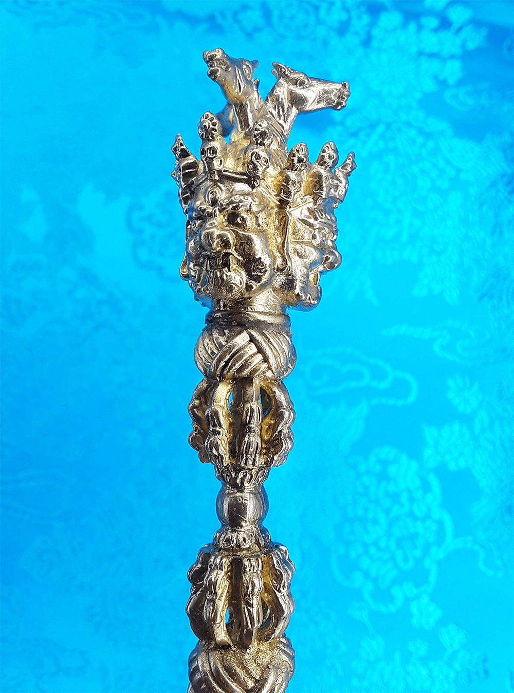 3 Horsehead Hayagriva Phurba with Steel-Meteorite Blade 7" by Natsog Dorje