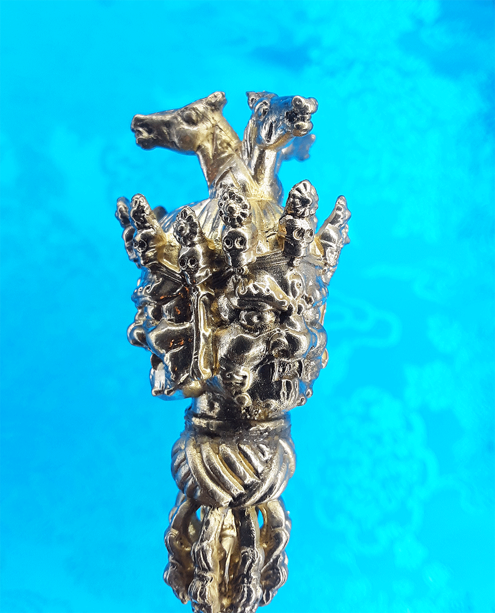 3 Horsehead Hayagriva Phurba with Steel-Meteorite Blade 7" by Natsog Dorje