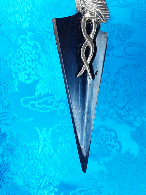 Dudjom Lingpa Silver Terma Phurba with Steel-Meteorite Blade 8" by Natsog Dorje