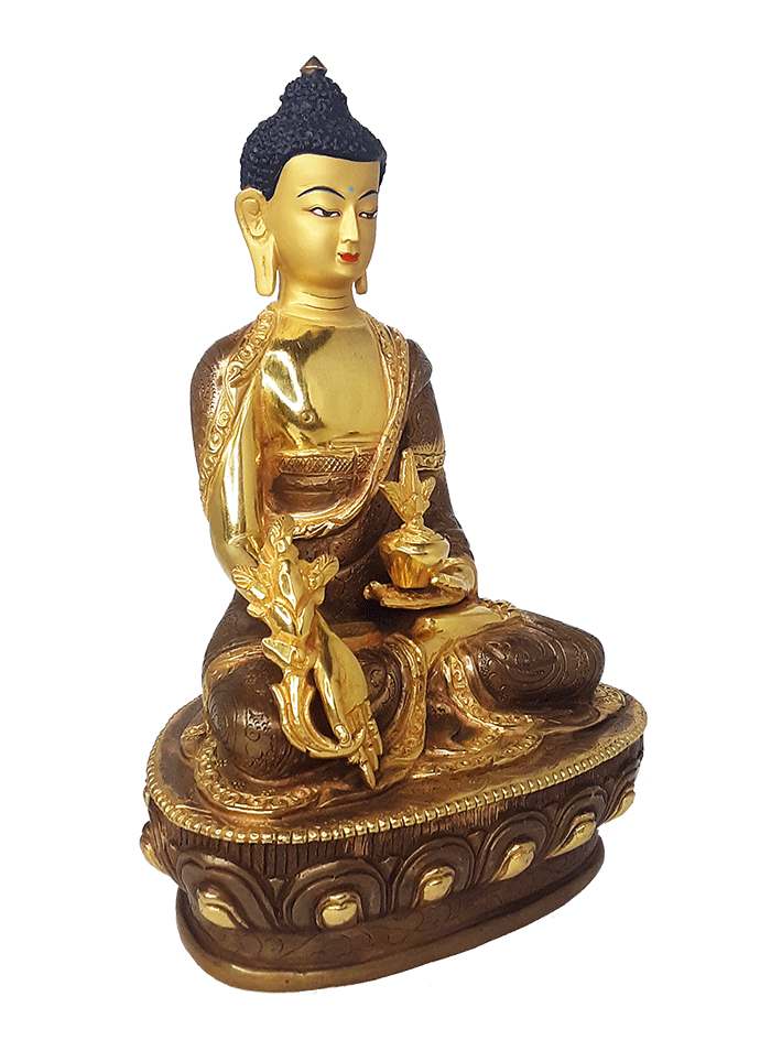 Medicine Buddha Statue 8" Gold Plated