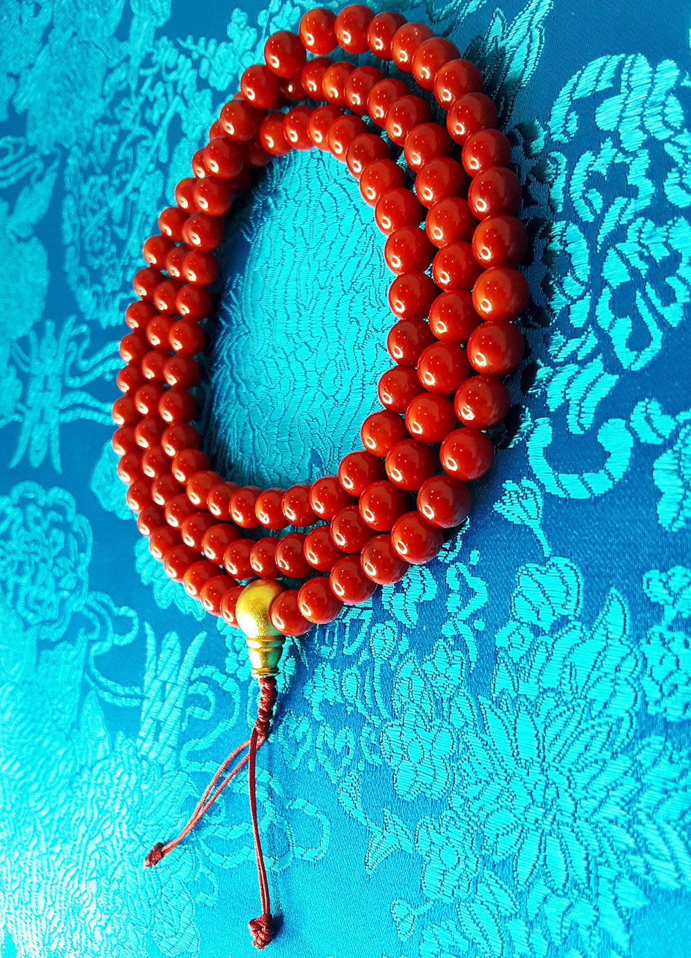 Hand Dyed Red Coral Mala 6mm