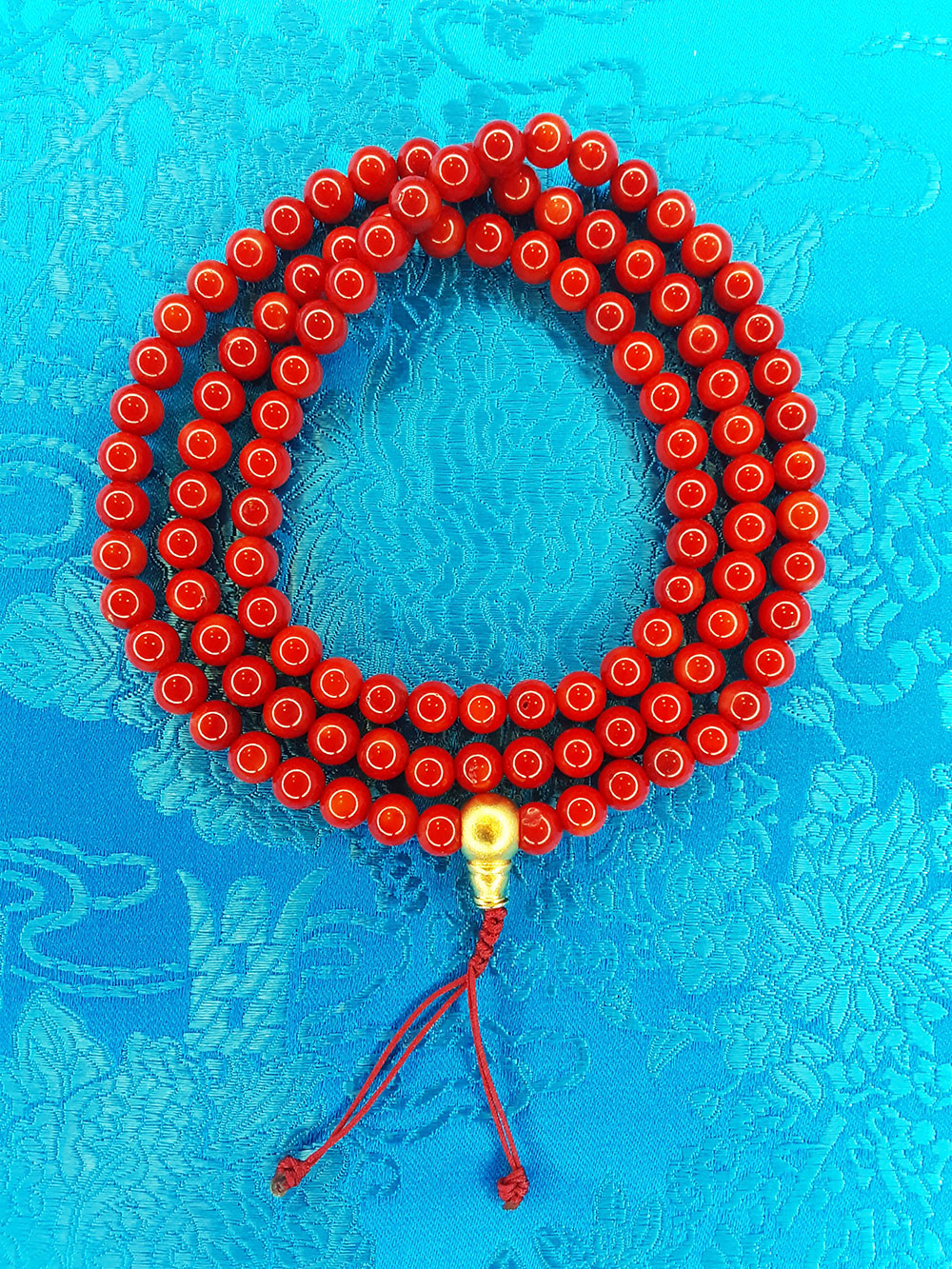 Hand Dyed Red Coral Mala 6mm