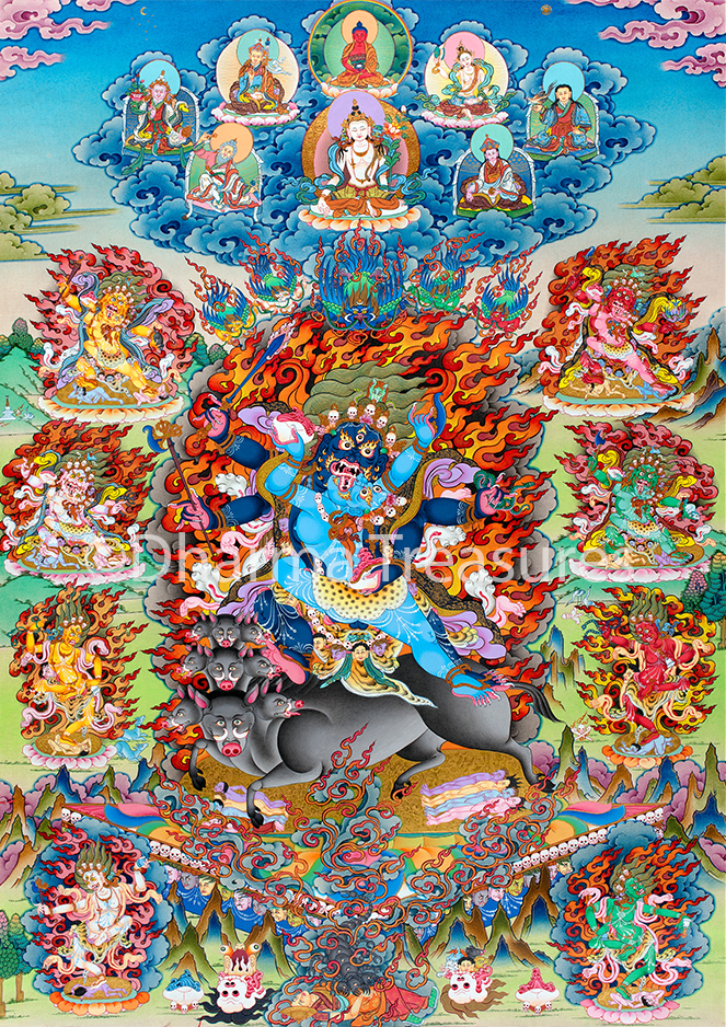 Black Hayagriva with Retinue Canvas Print (10.75"x16.75")