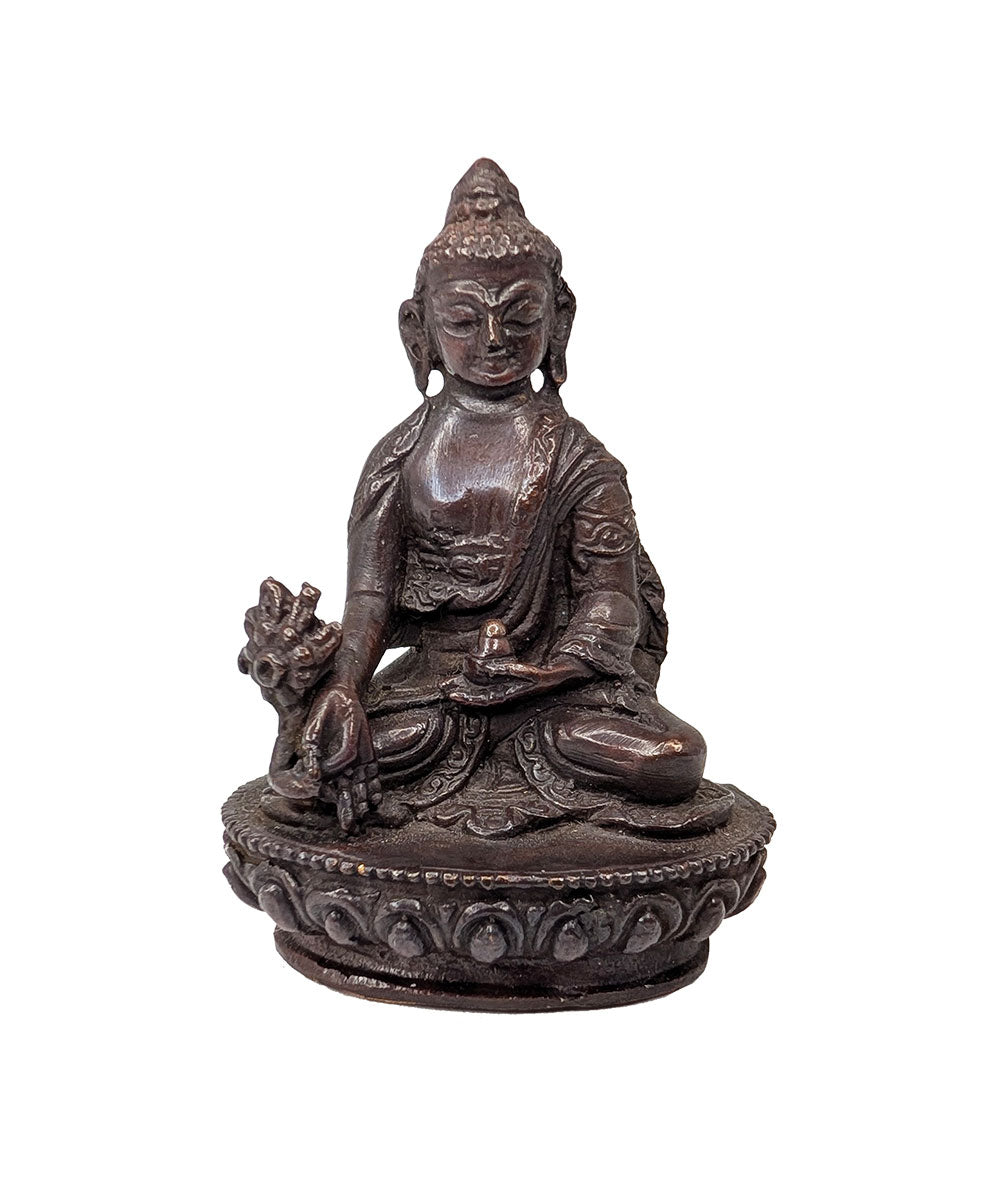 Mini Copper Medicine Buddha Statue 2.25"