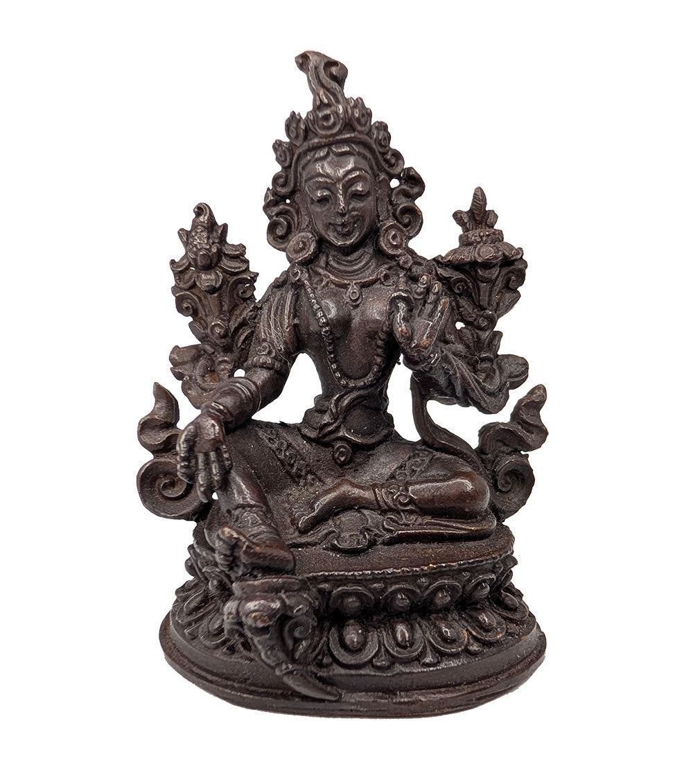 Mini Copper Green Tara Statue 2.25"