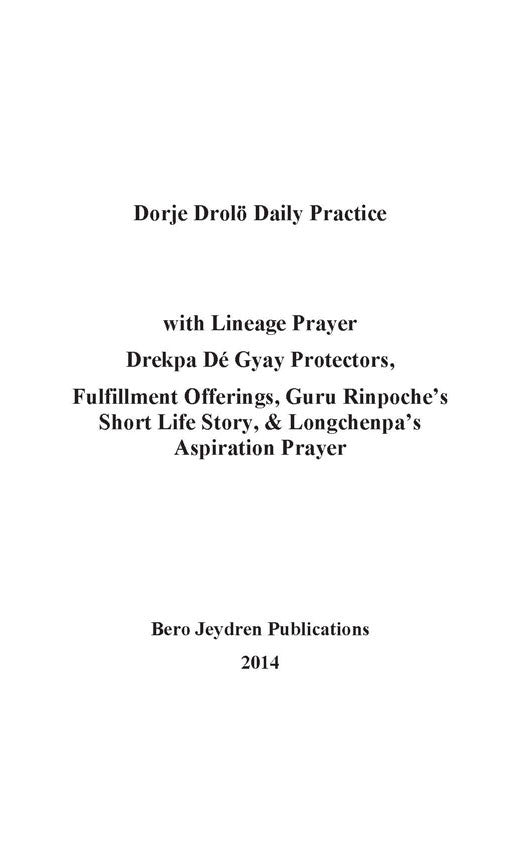 Dorje Drolod Daily Practice & Prayers