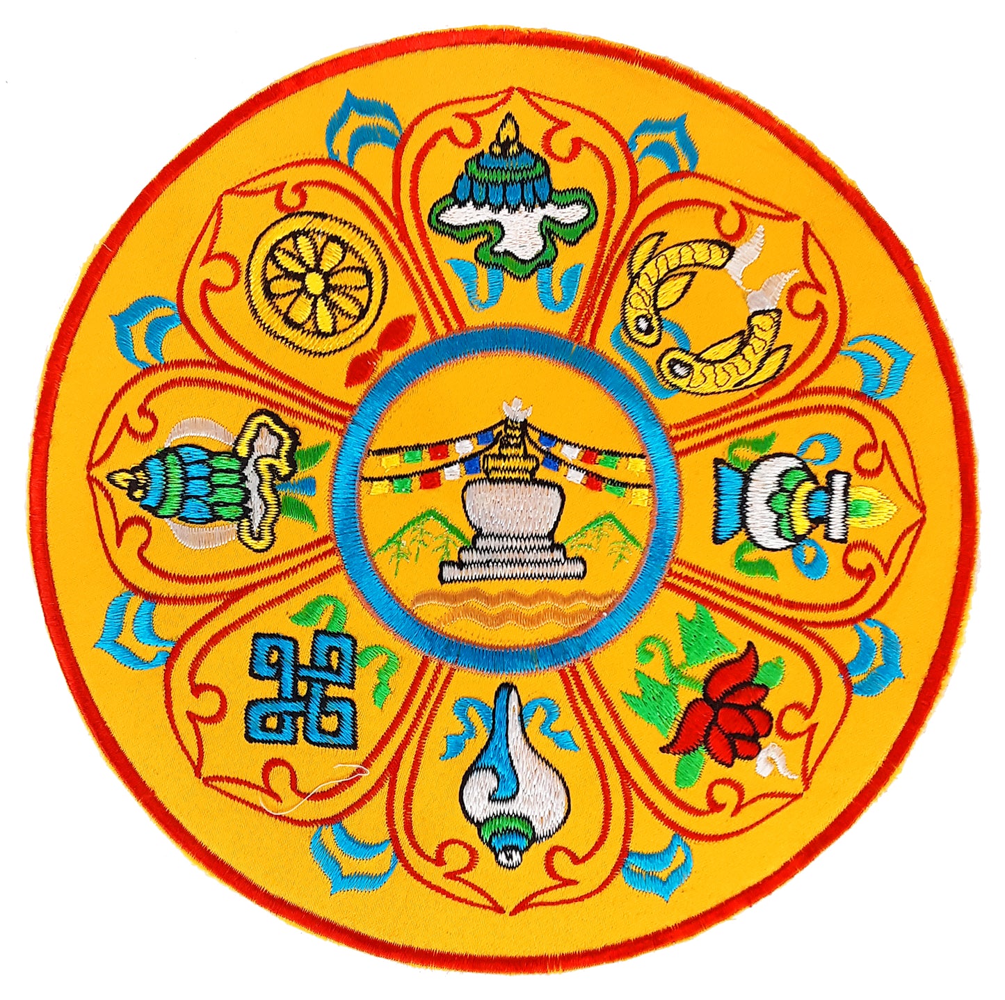 9" Patch / Brocade with Auspicious Symbols (Stupa)