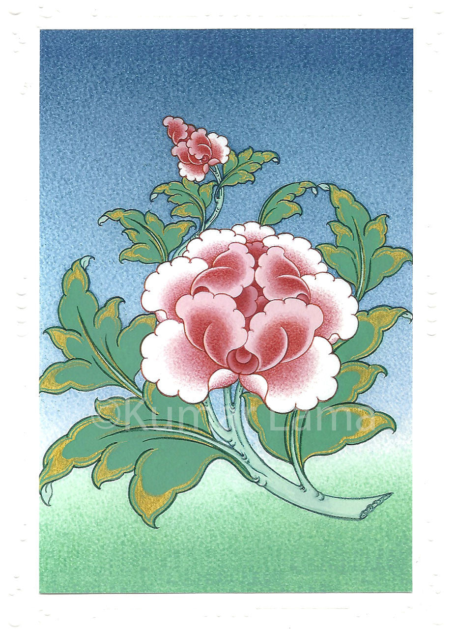 The Lotus: Eight Auspicious Symbols Card by Kumar Lama