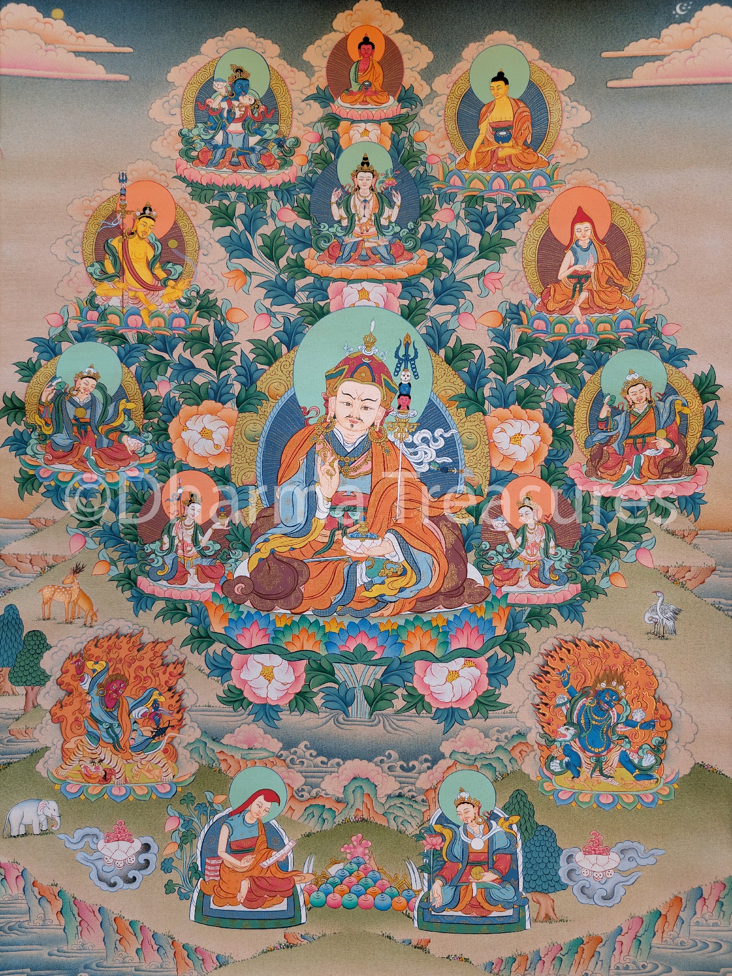 Guru Rinpoche 8 Manifestations Thangka 36"x50"