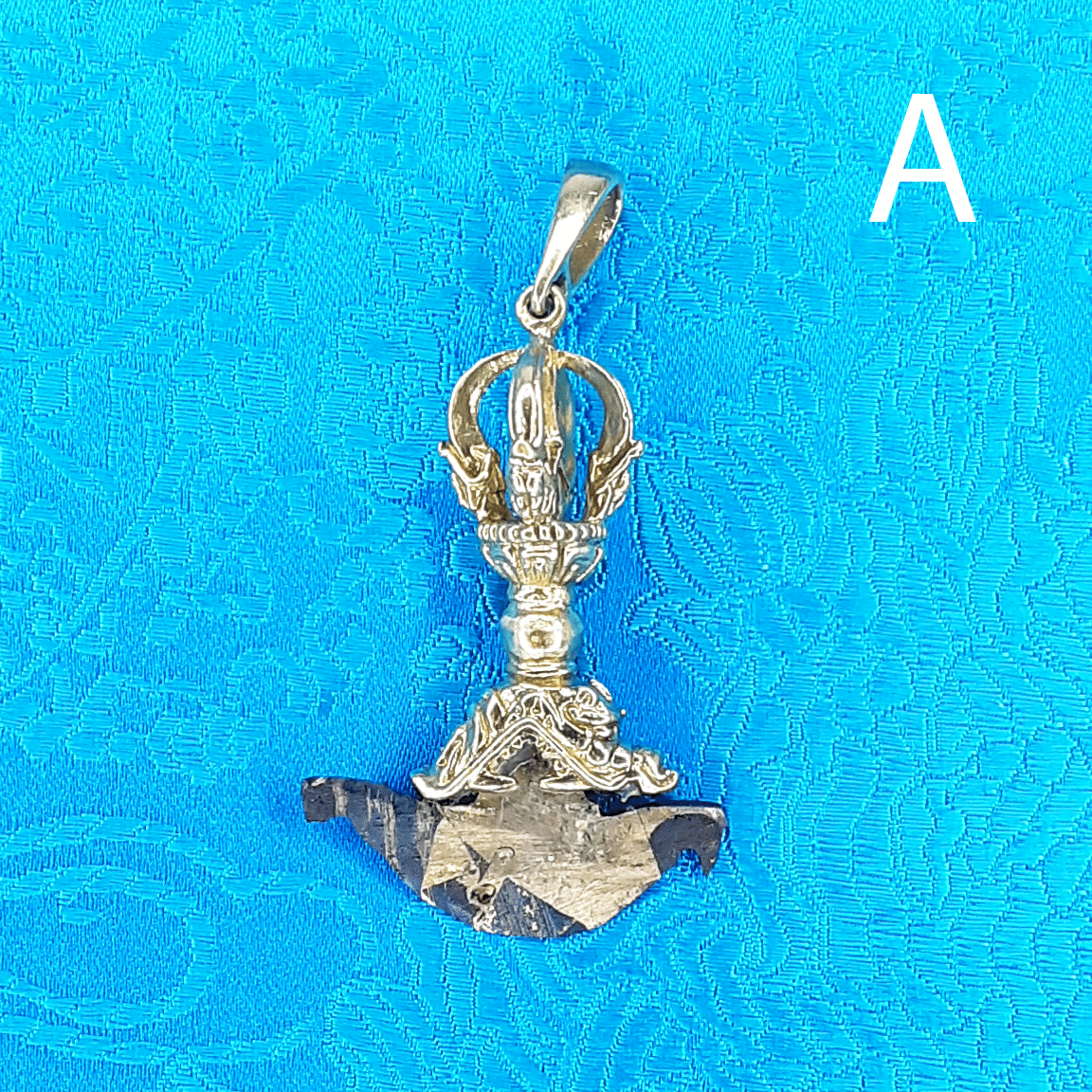 Brass Driguk Pendant with Meteorite Blade 2" by Natsog Dorje