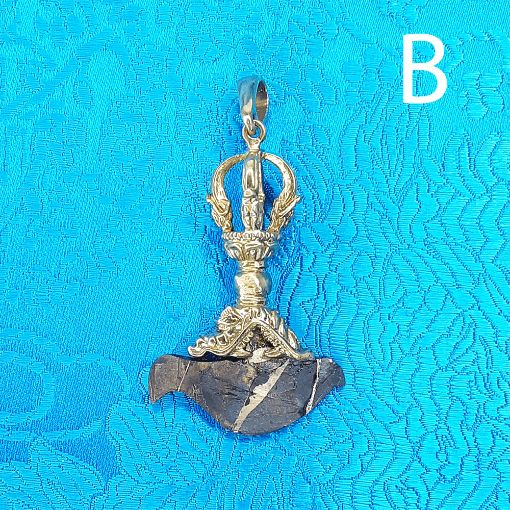 Brass Driguk Pendant with Meteorite Blade 2" by Natsog Dorje
