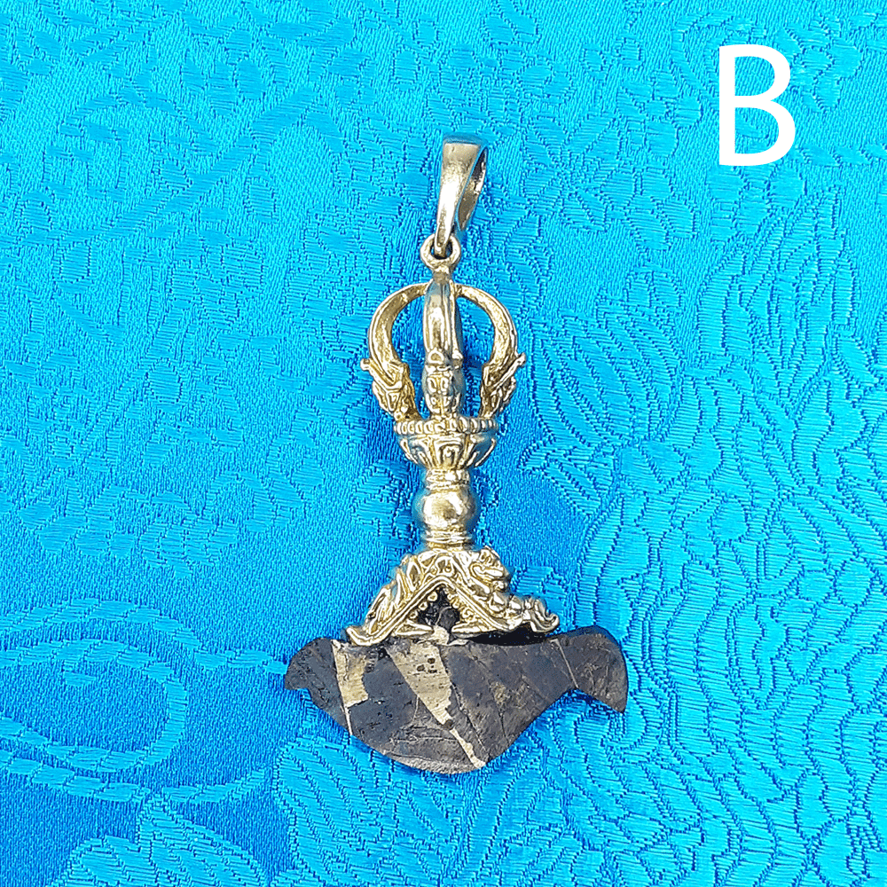 Brass Driguk Pendant with Meteorite Blade 2" by Natsog Dorje