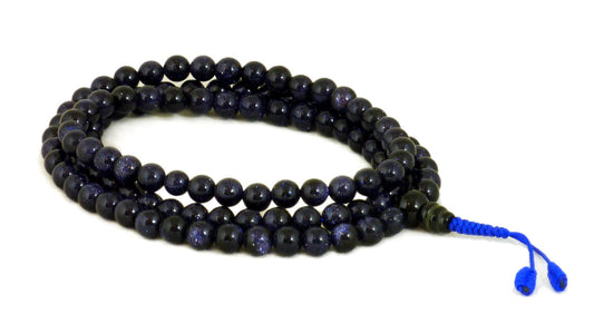 Dark blue goldstone mala with 108, size 8mm beads.