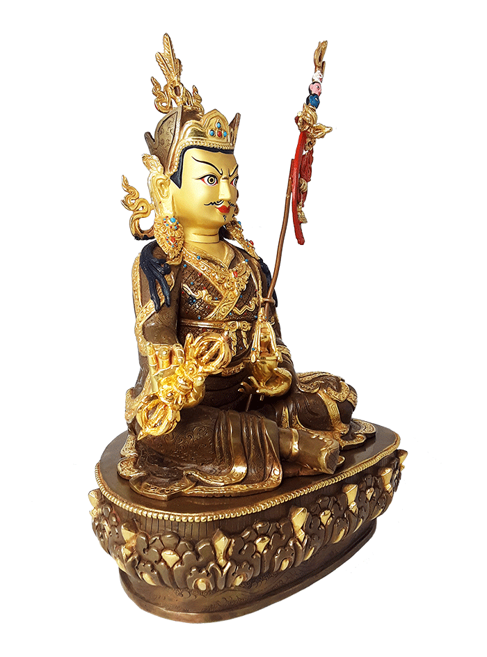 Guru Rinpoche Statue Gold Plated 15"