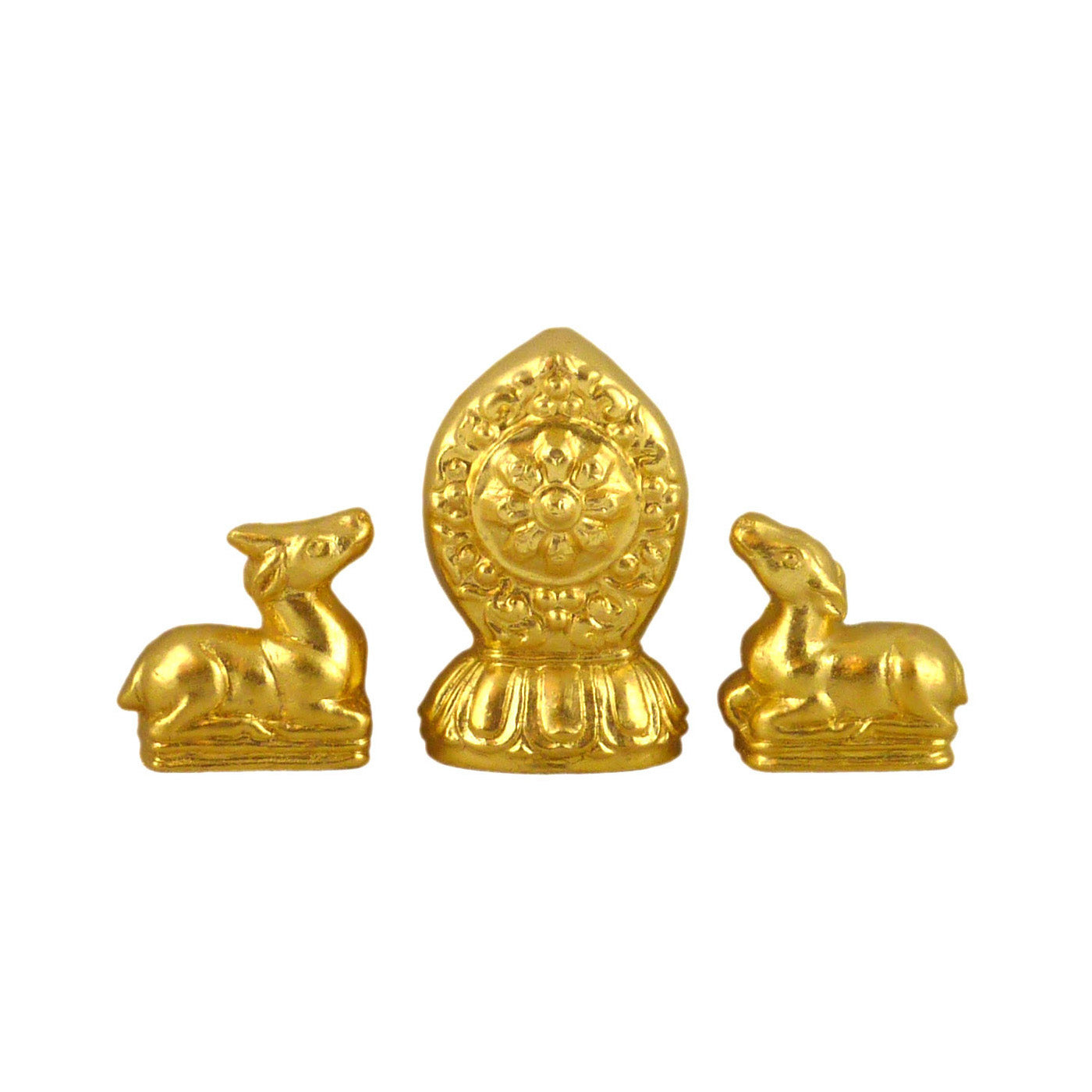 Tsa Ritual Set 23.5K Gold Gilded Wheel and Deer Tsa Tsa Set – Dharma Treasures
