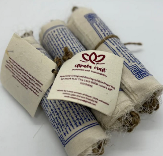 Unbleached Cotton H.H. Dalai Lama Prayer Flags 6.5"x7" (9.5 feet long)