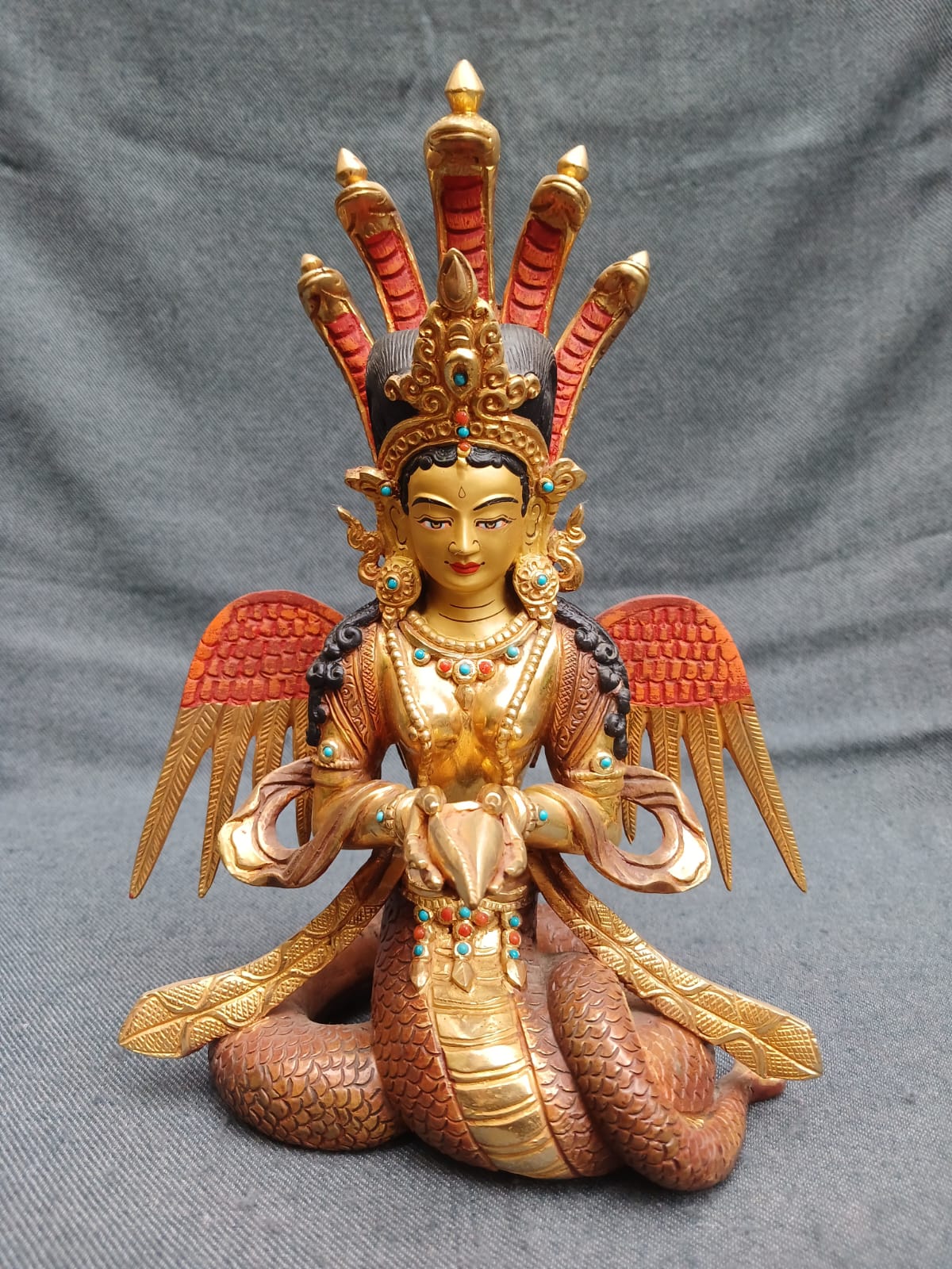 Naga Statue Gold-Plated 9.5"