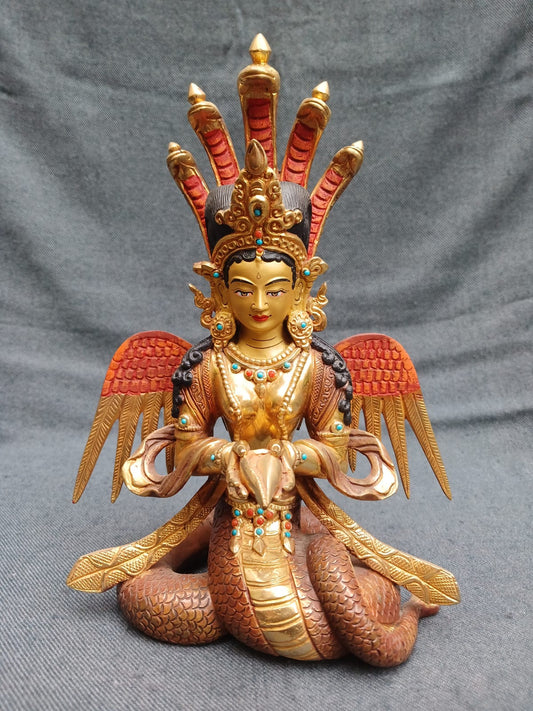 Naga Statue Gold-Plated 9.5"