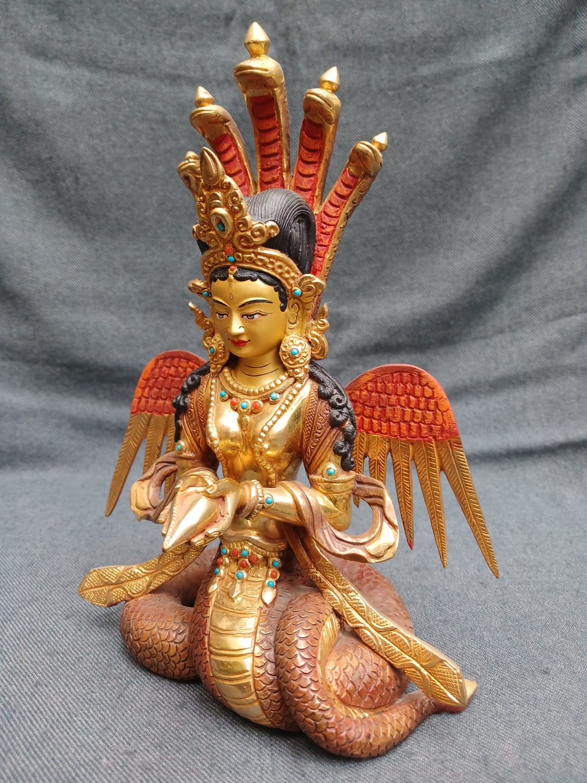 Naga Statue Gold-Plated 9.5"