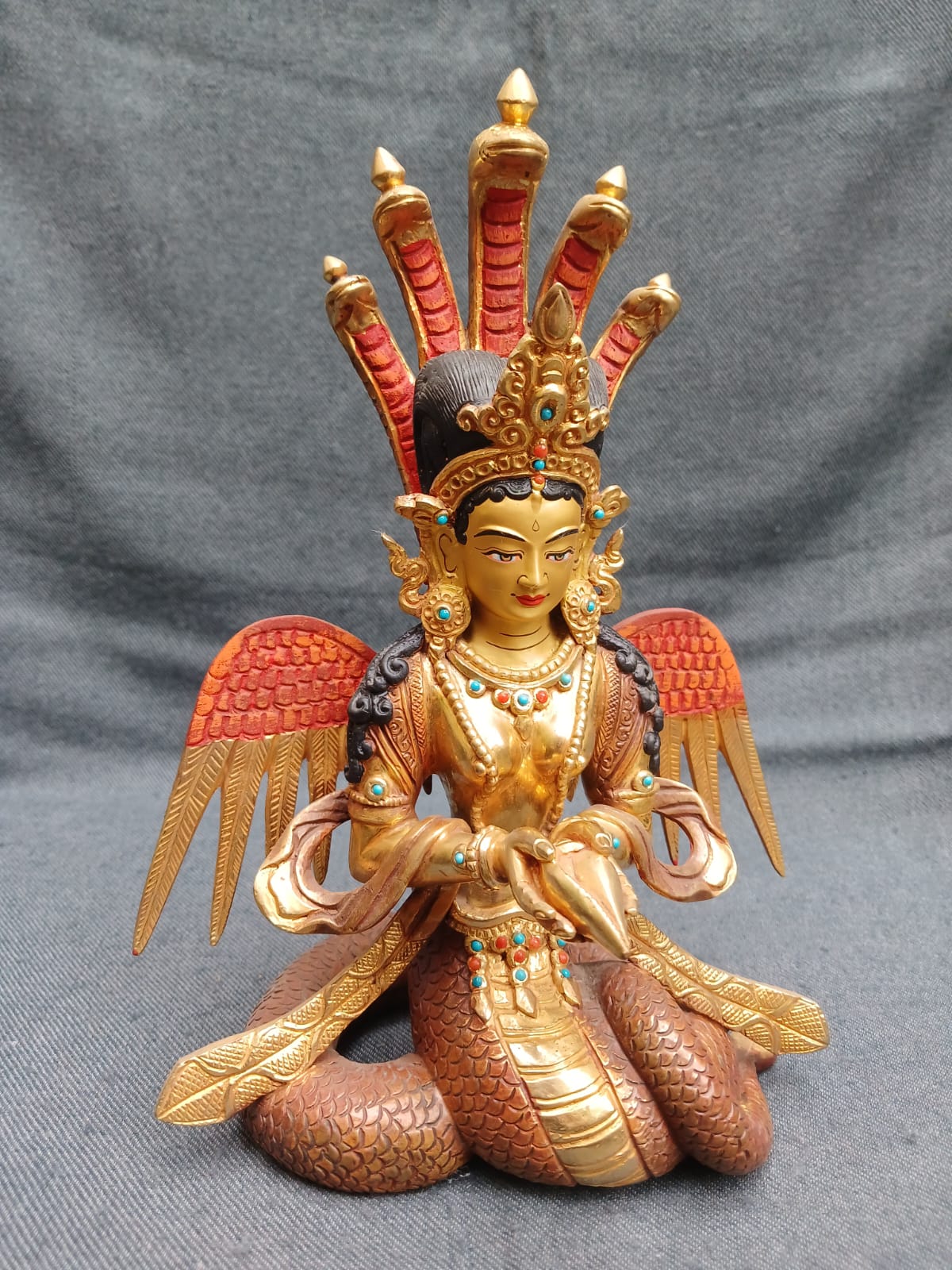Naga Statue Gold-Plated 9.5"