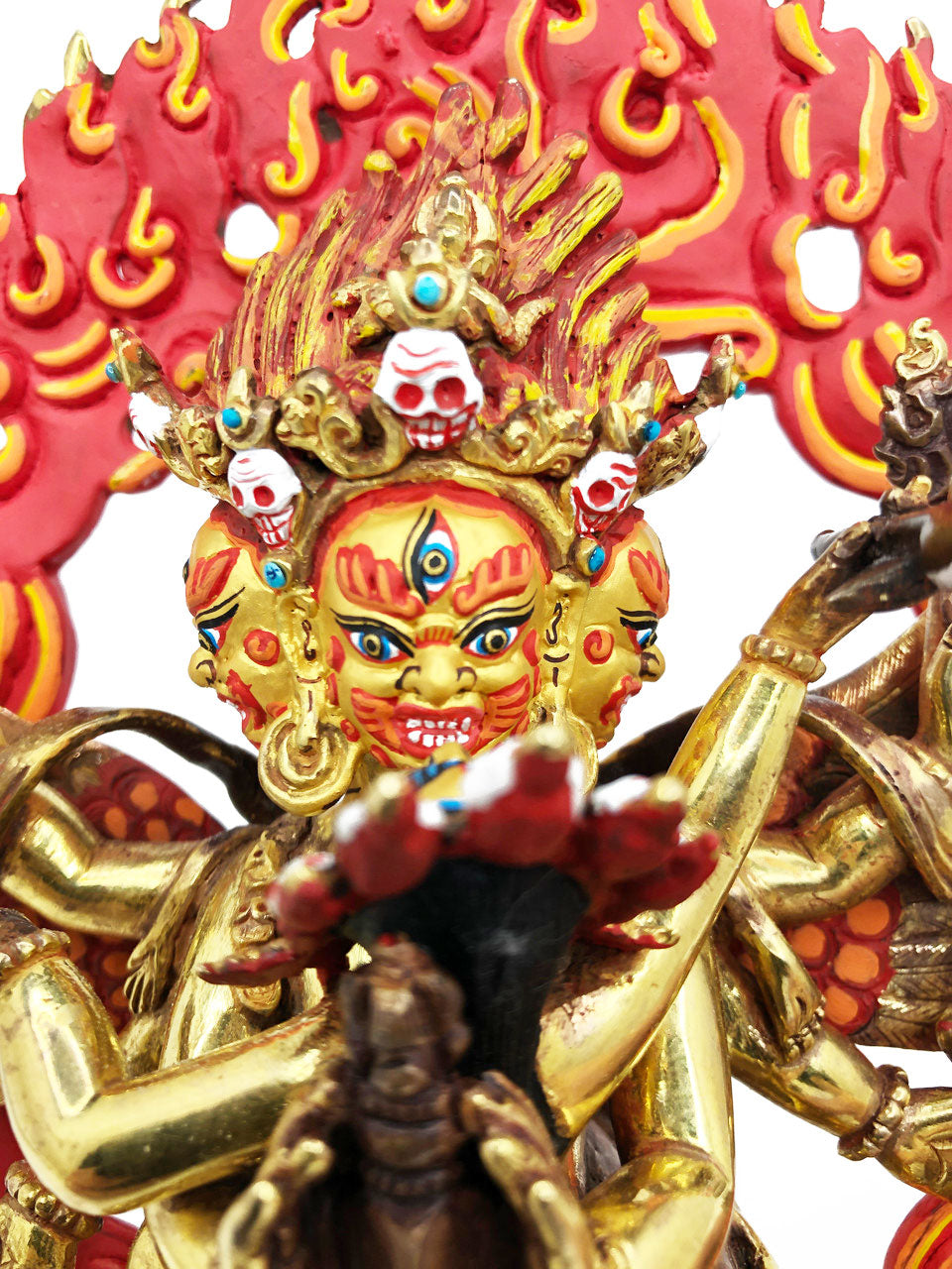 Vajrakilaya Statue, Gold-Plated and Hand-Painted, 8.75"