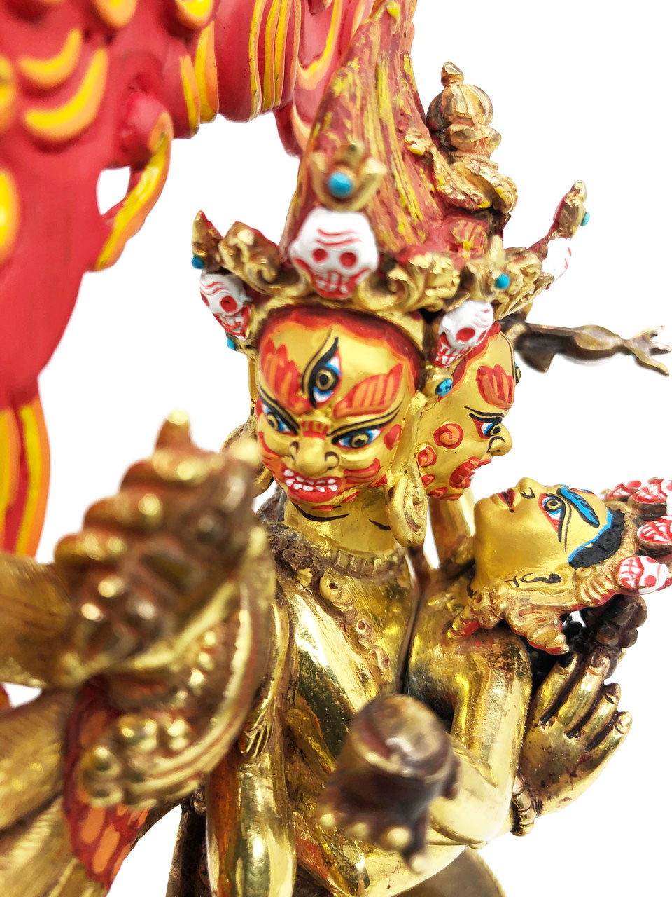 Vajrakilaya Statue, Gold-Plated and Hand-Painted, 8.75"