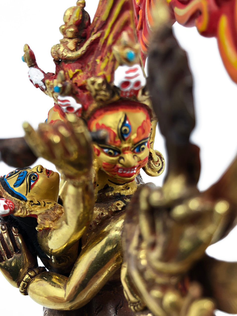 Vajrakilaya Statue, Gold-Plated and Hand-Painted, 8.75"