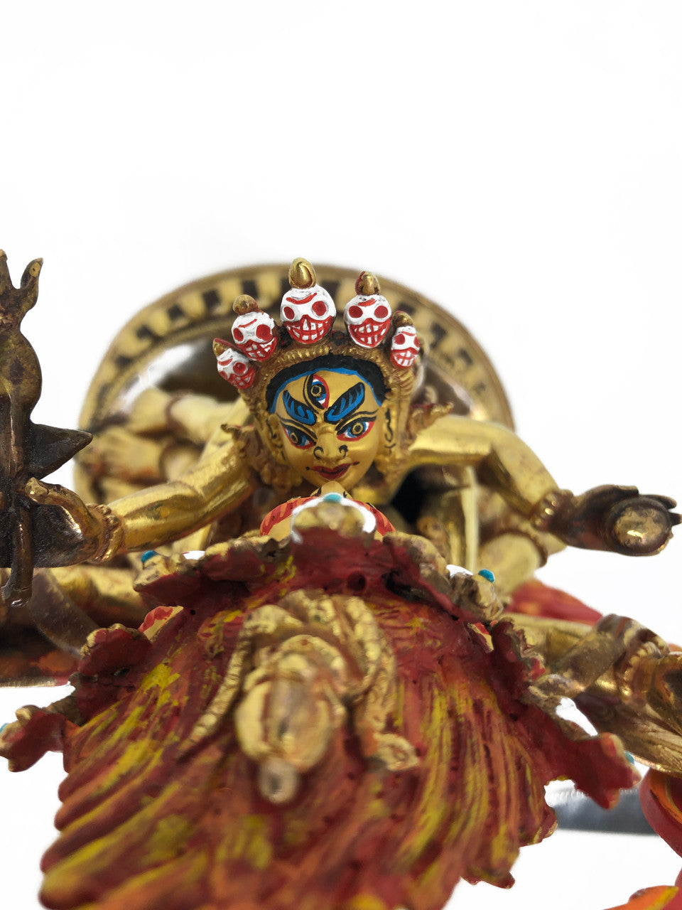 Vajrakilaya Statue, Gold-Plated and Hand-Painted, 8.75"