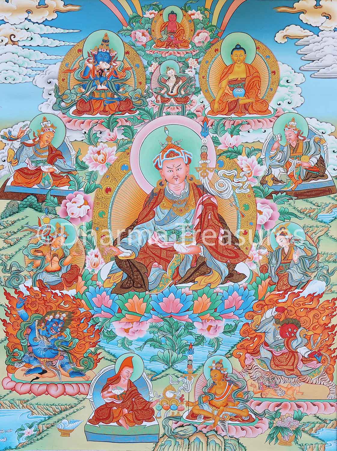 Guru Rinpoche 8 Manifestations Thangka  39"x55"