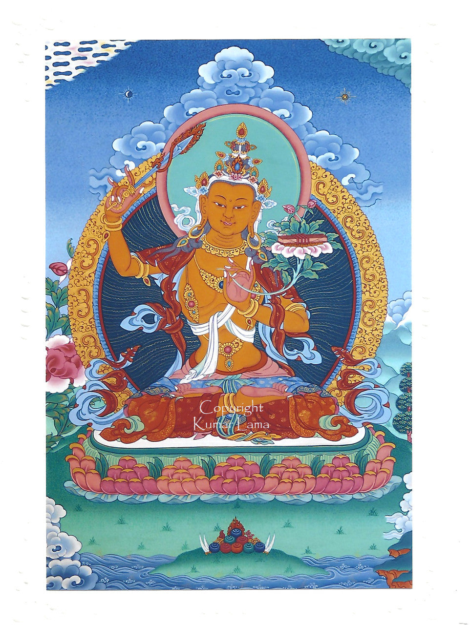 Manjushri Deity Card Print, by Kumar Lama