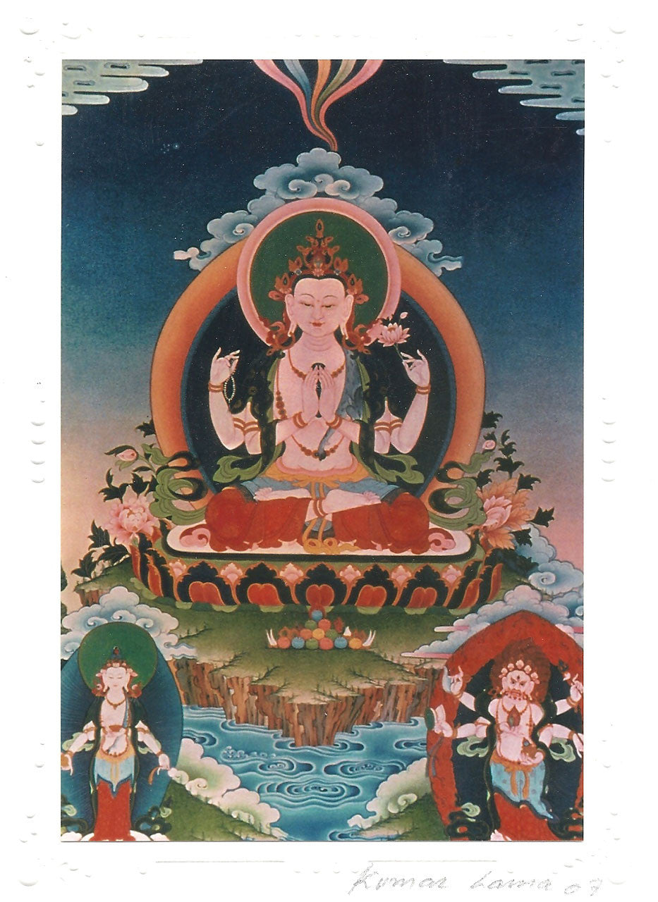 Chenrezig Deity Card Print, by Kumar Lama