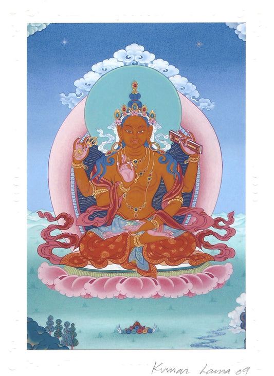 Prajnaparamita Yum Chenmo (Great Mother) Deity Card Print, by Kumar Lama