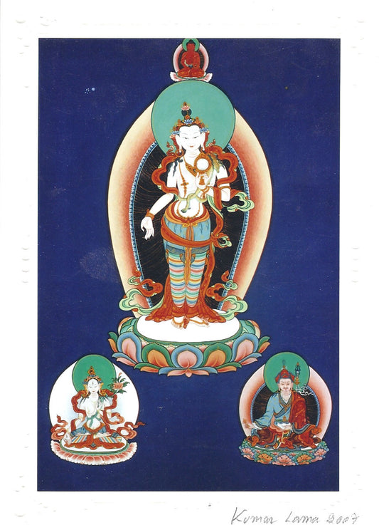 Standing Chenrezig Deity Card Print, by Kumar Lama