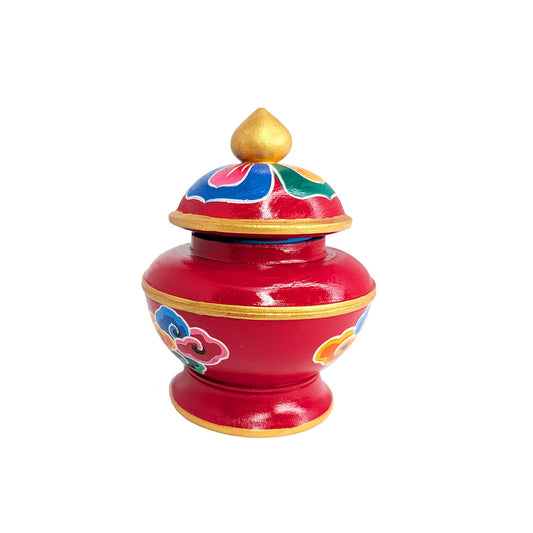 Painted Wooden Rice Vase 5"