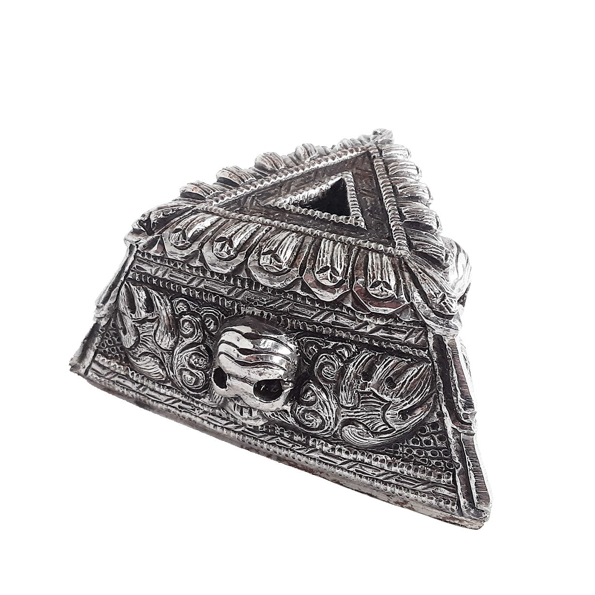 Metal Phurba Stand with Skulls 3.5"x 1.75"