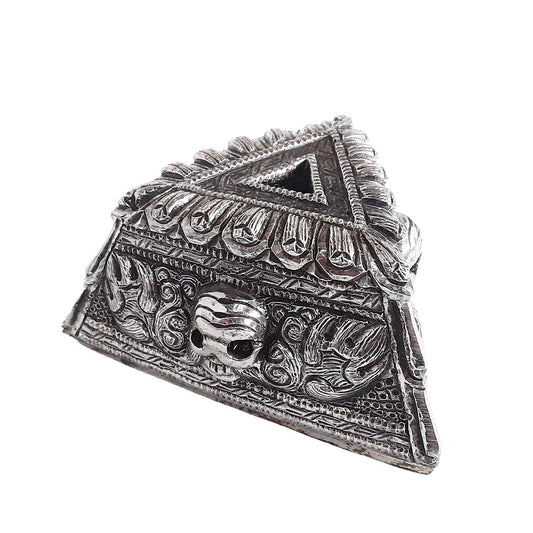 Metal Phurba Stand with Skulls 3.5"x 1.75"