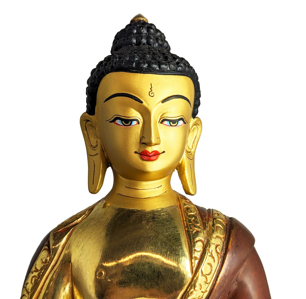 Medicine Buddha Statue, Gold Plated 8"