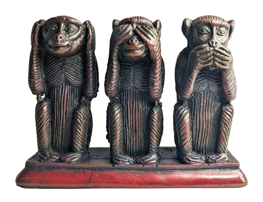 Three monkeys resin statue