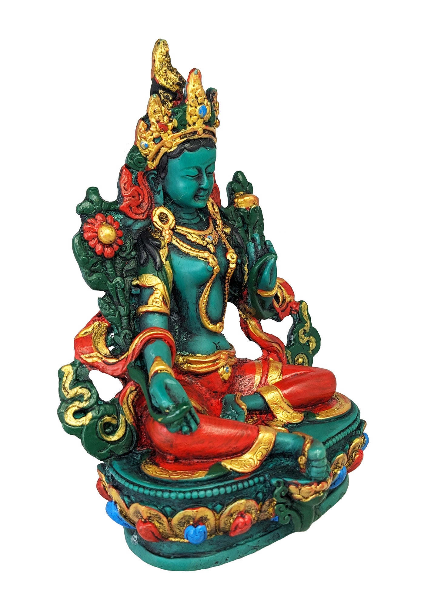Green Tara Resin Statue 6" (Painted)